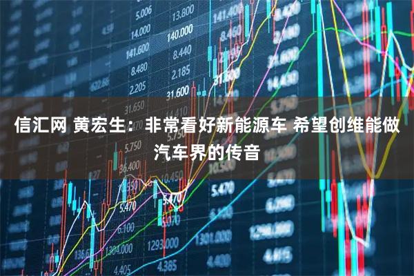 信汇网 黄宏生：非常看好新能源车 希望创维能做汽车界的传音