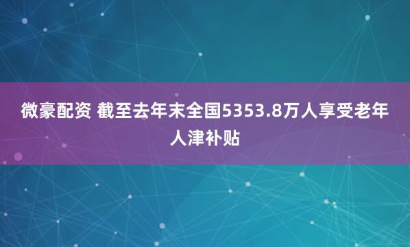 微豪配资 截至去年末全国5353.8万人享受老年人津补贴
